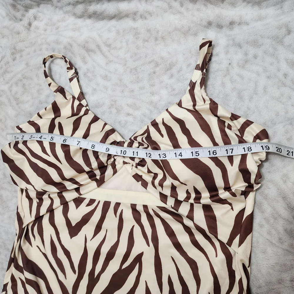 Cacique Lightly Lined No-Wire One Piece Zebra Print Swimsuit Sz 18
